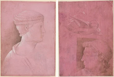 Büste einer Frau (recto); Kopf eines Mannes, zwei Studien eines Frauenprofils und eine Studie eines Engels (verso)