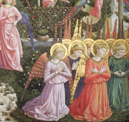 Engel in einer himmlischen Landschaft, die linke Wand der Apsis, aus dem Zyklus 