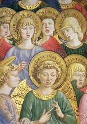 Engelschor, Detail aus dem Zyklus der Reise der Heiligen Drei Könige in der Kapelle, ca. 1460, Detail von 70610