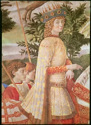 Der Zug der Heiligen Drei Könige, der Zug angeführt von Lorenzo dem Prächtigen in der Gestalt des Magus Caspar (Detail)