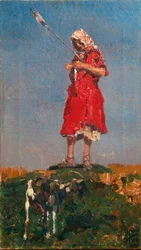 Schäferin mit Ziege