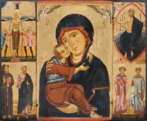 Jungfrau und Kind mit Heiligen, ca. 1230er Jahre