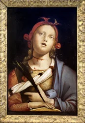 Sankt Katharina von Alexandria. Gemälde von Bernardo (Bernardino) Zenale (ca. 1436-1526), Tempera auf Holz, um 1500. Italienische Kunst, Renaissance. Musée des Beaux-Arts de Nancy.