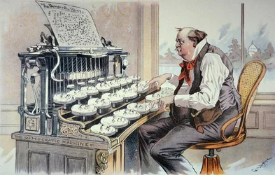 Die Verwaltungsschreibmaschine, Karikatur für das 