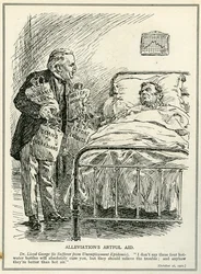 Dr. Lloyd George schlägt vor, den Arbeitslosen mit vier Wärmflaschen zu heilen: 