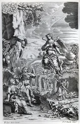 Der Erzengel Uriel informiert Gabriel, dass Satan im Garten Eden ist, Illustration aus 