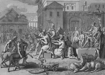 Opferung eines schwarzen Lammes am Tag des großen Sonnenfestes, 1723.