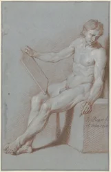 Sitzender Akt, als Zeichner