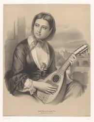 Frau spielt eine Mandoline (Große Studien in zwei Arten von Kreide)