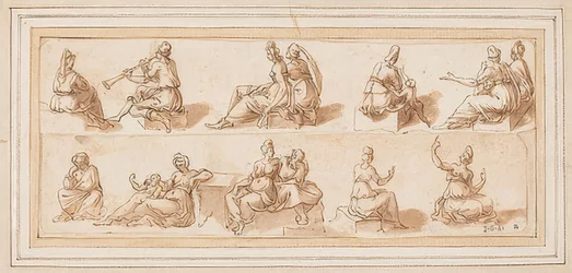 Skizzenblatt mit mehreren Figuren