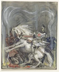 Reiter auf steigendem Pferd