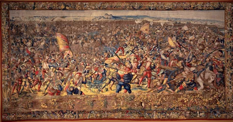 Die Schlacht von Pavia: Niederlage der französischen Kavallerie und die kaiserliche Infanterie erobert die feindliche Artillerie