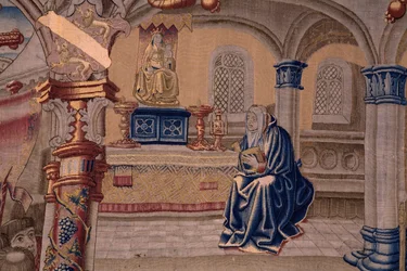 Flämischer Wandteppich. Serie Die Legende der Madonna von der Zavel. Die Ankunft der Statue der Madonna. Herstellung Brüssel. Zeichner Barend van Orley