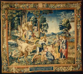 Pomona von Vertumnus und anderen Freiern überrascht, aus Die Geschichte von Vertumnus und Pomona