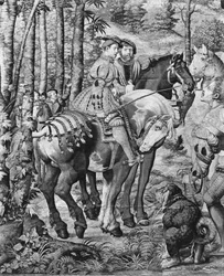 Die Jagden von Maximilian, Leo, Die Hirschjagd, der Bericht, Gobelins-Fabrik (Wandteppich)