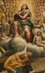 Apsis, Altarbild von Bernardino Gatti genannt Il Sojaro, vollendet von Giovanni Battista Trotti genannt Il Malosso, Himmelfahrt der Jungfrau