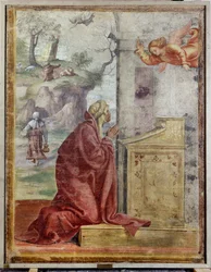 Verkündigung an St. Anna, im Hintergrund St. Joachim und der Engel