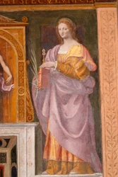 Heilige Lucia, Fresko von Bernardino Luini in der Kirche von Saint Maurice im Maggiore-Kloster, Mailand, Lombardei, Italien