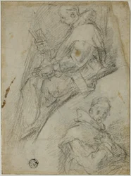 Zwei Studien von Kartäusern (recto); Drei Skizzen von Köpfen von Kartäusern (verso)