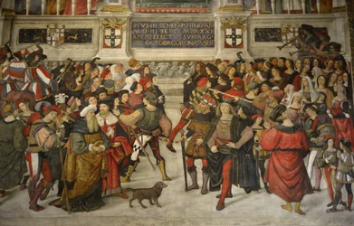 Italien, Toskana, Siena, Kathedrale, der Dom: Die Krönung von Pius II. (1405-1464)