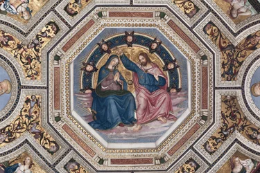 Die Krönung der Jungfrau, Chorgewölbe, von Pinturicchio (Bernardino di Betto) (1454-1513) - 1508-1510, Basilika Santa Maria del Popolo (Kirche Santa Maria del Popolo), Rom