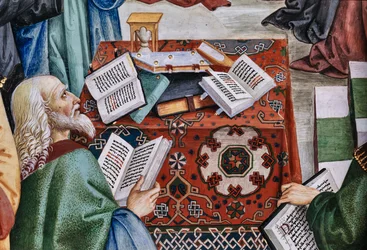 Die Piccolomini-Bibliothek, Südwestwand: Pius II. präsidiert über den Reichstag von Mantua, 1. Juni