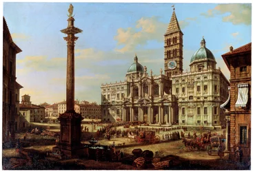 Die Piazza und Kirche Santa Maria Maggiore in Rom, 1739