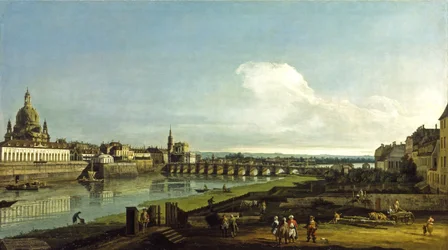 Ansicht von Dresden mit der Frauenkirche links