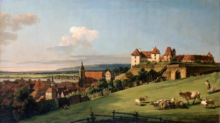 Blick auf Pirna vom Schloss Sonnenstein, 1750er