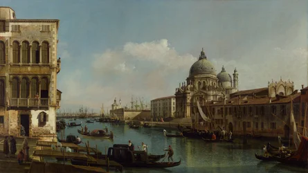 Blick auf den Canal Grande: Santa Maria della Salute und die Dogana vom Campo Santa Maria Zobenigo, ca. 1743