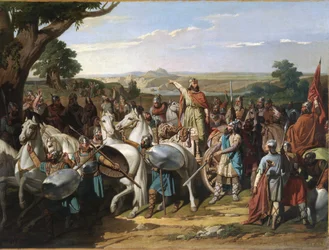 El rey Don Rodrigo arengando a sus tropas en la batalla de Guadalete