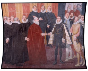 Begegnung des genuesischen Dogen Giacomo Durazzo Grimaldi und Johann von Österreich (Fresko)