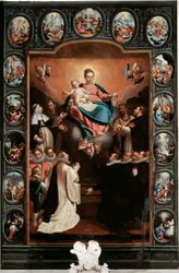 Jungfrau mit Kind und Geheimnisse des Rosenkranzes