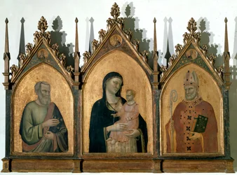 Triptychon Allerheiligen oder Madonna mit Kind zwischen St. Matthäus dem Evangelisten und St. Nikolaus von Bari