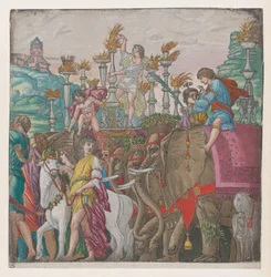 Blatt 5: Elefanten, aus Der Triumph von Julius Caesar, 1599
