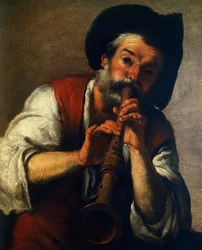 Pfeifer, von Bernardo Strozzi, Öl auf Leinwand, 73x61 cm. Italien