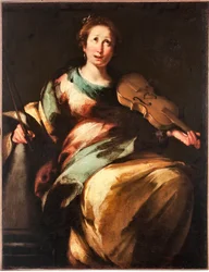 Darstellung der Heiligen Cäcilia oder "Allegorie der Musik". Gemälde von Bernardo Strozzi