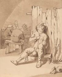 Betrunkener Bauer in einem Gasthaus