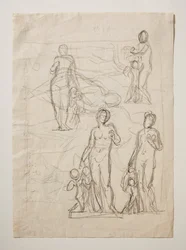 Venus und Amor. Amors Pfeile geschmiedet in der Schmiede des Vulkan