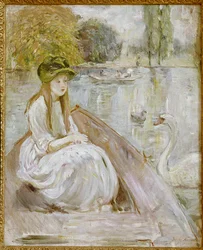 Jeanne Fourmanoir am See. Gemälde von Berthe Morisot