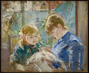 Die Tochter der Künstlerin, Julie, mit ihrem Kindermädchen