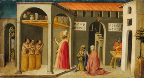 Der heilige Nikolaus erweckt drei Jugendliche zum Leben, 1433-35