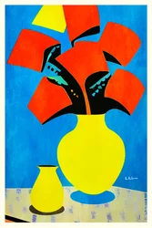 Rote Blumen Gelbe Vase
