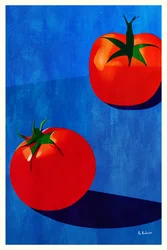Rote Tomaten auf Blau
