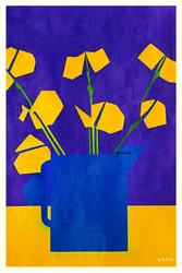 Gelbe Blumen Blauer Krug
