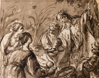 Die Tochter des Pharao entdeckt den Säugling Moses, Das Finden von Moses