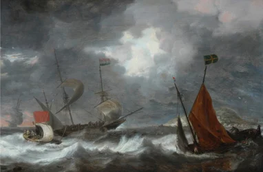 Seesturm mit Segelschiffen, ca. 1645