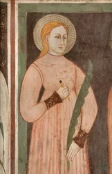 Nordquerhaus, Altar des Erzengels Michael, Hinter dem Altarbild die Fresken von Bonifacio Bembo, Sant