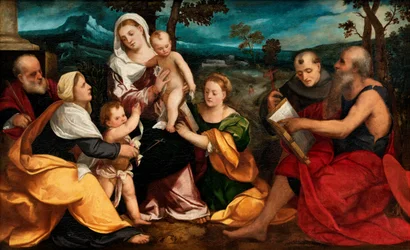 Die Heilige Familie umgeben von Heiligen, um 1530