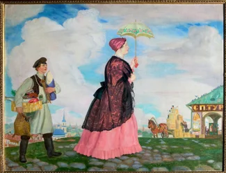 Händlersfrau mit Einkäufen